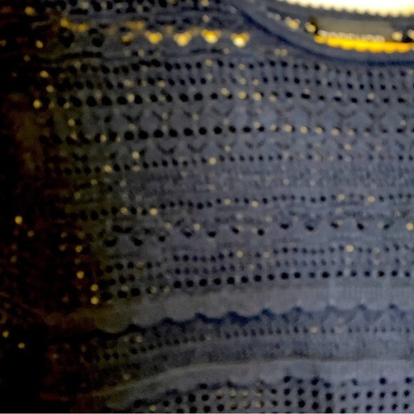 Top Shop NWOT Navy Crochet Short Sleeve Sweater Size 8 - Picture 7 of 13